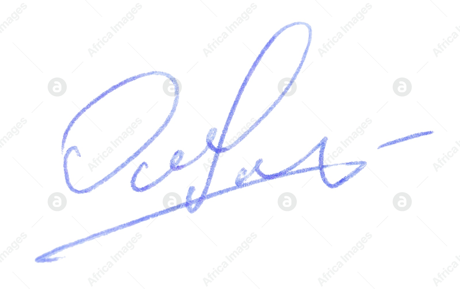 Photo of Beautiful signature made with pen isolated on white, top view