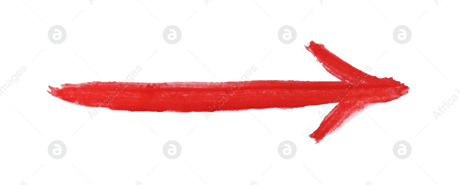 Photo of One red drawn arrow isolated on white