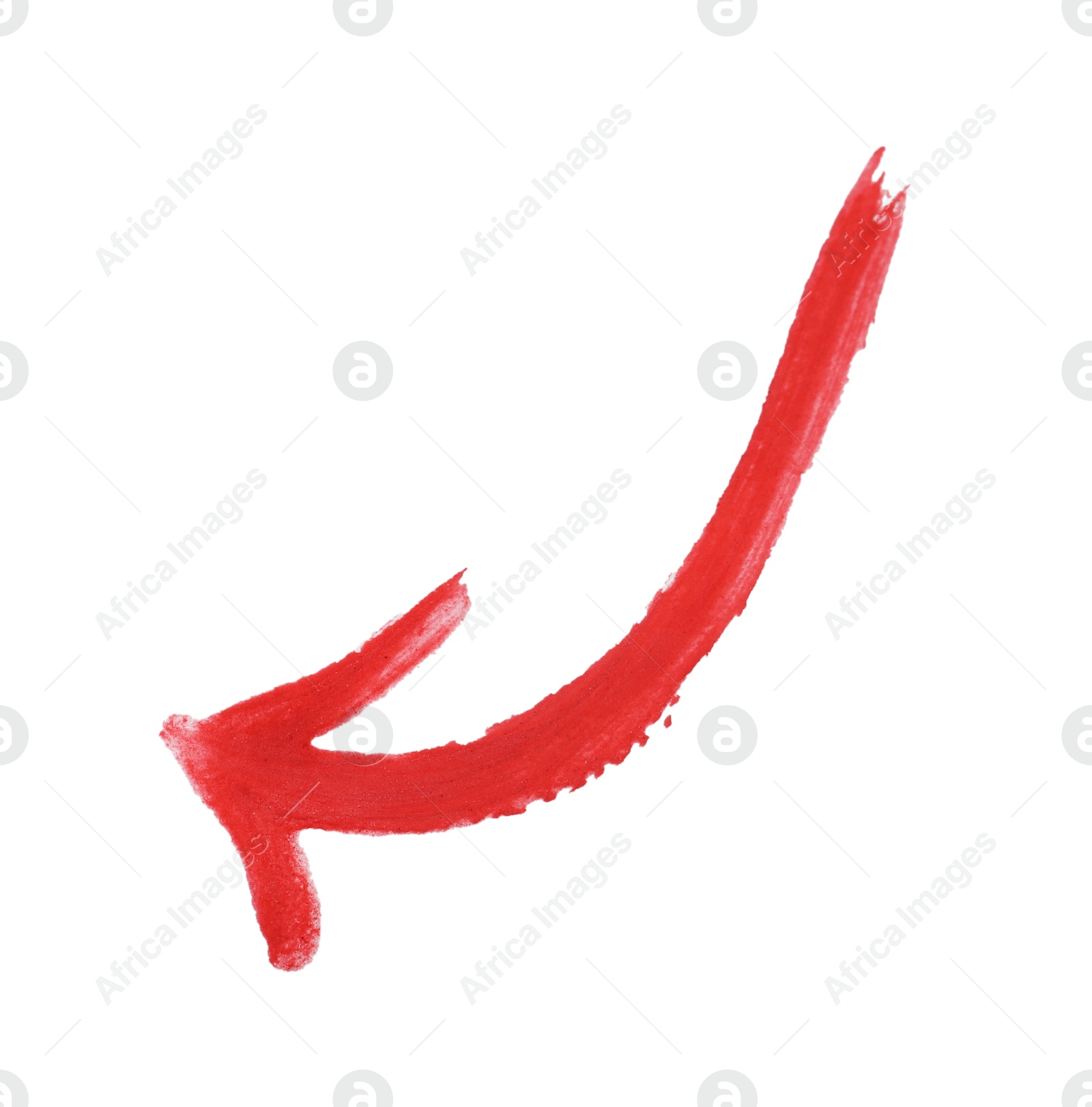 Photo of One red drawn arrow isolated on white