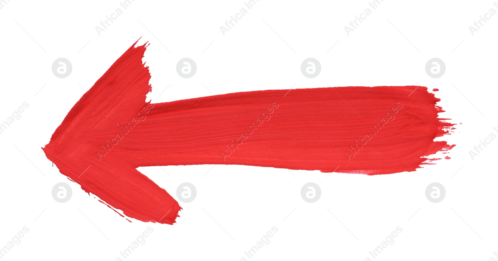 Photo of One red drawn arrow isolated on white