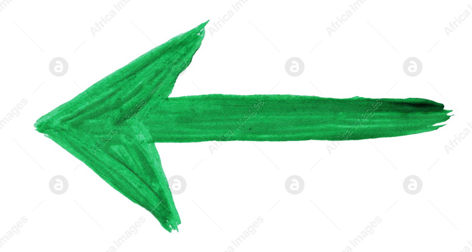 Photo of One green drawn arrow isolated on white