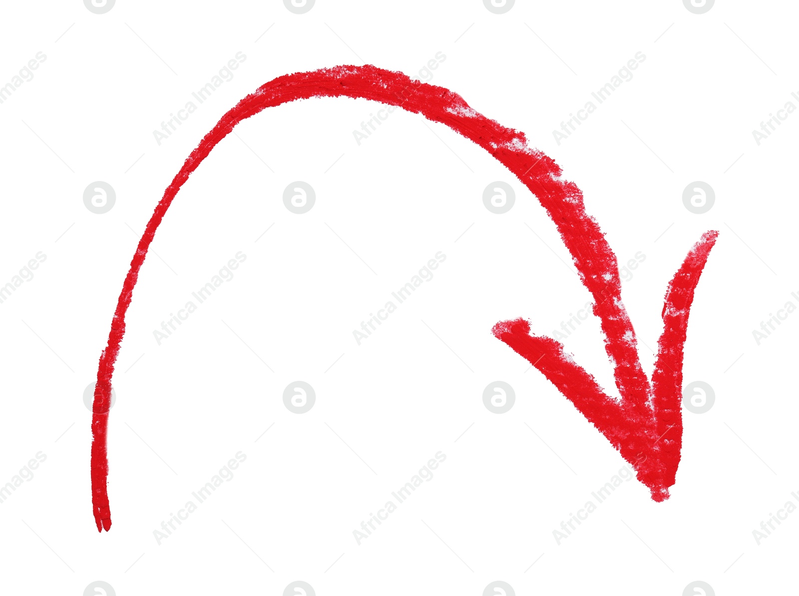 Photo of One red drawn arrow isolated on white