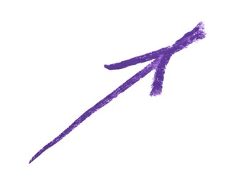 Photo of One purple drawn arrow isolated on white