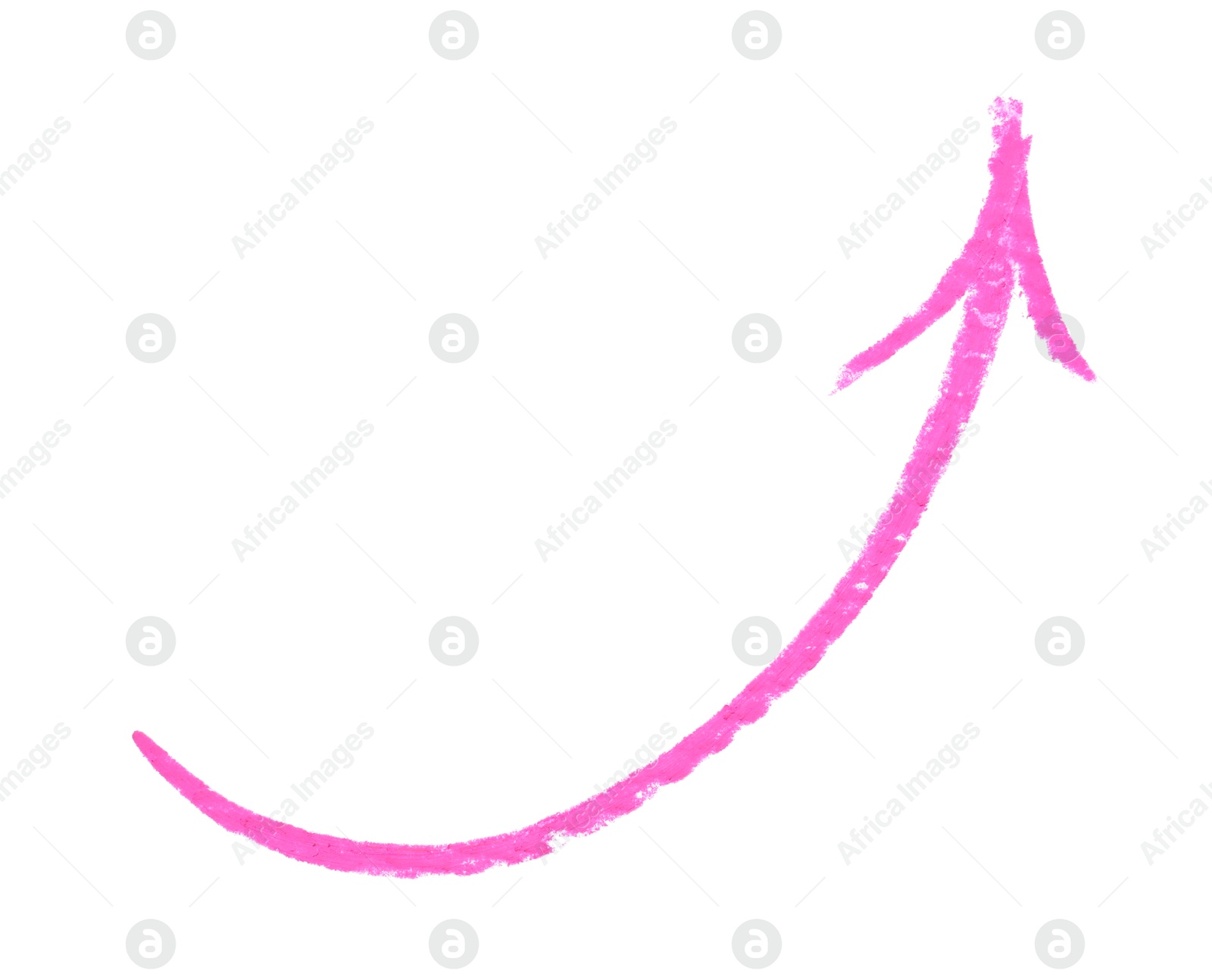 Photo of One pink drawn arrow isolated on white