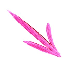 Photo of One pink drawn arrow isolated on white, above view