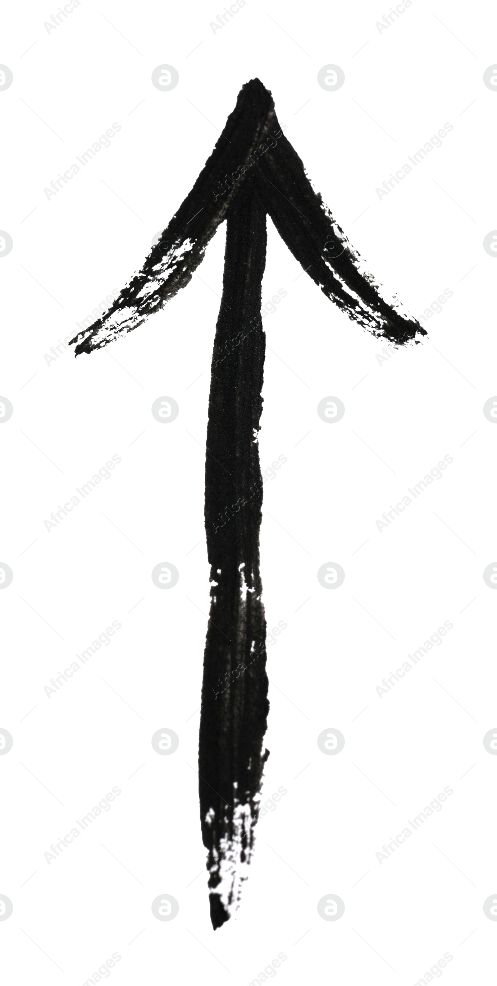 Photo of One black drawn arrow isolated on white