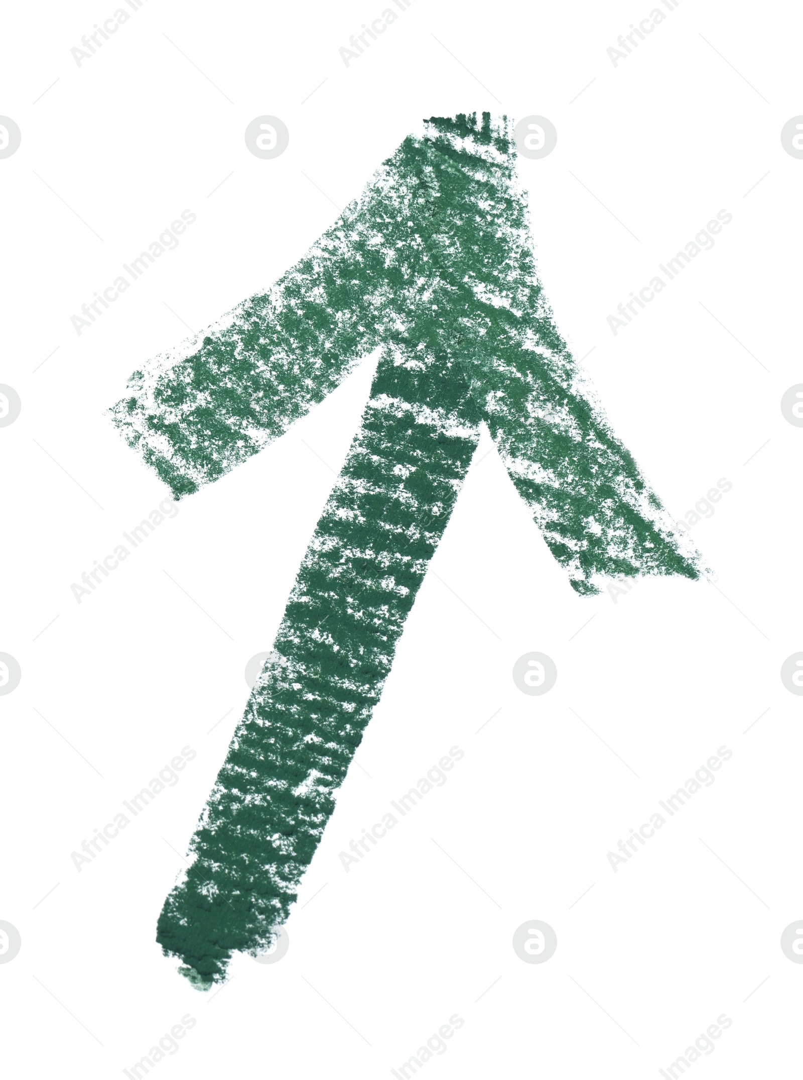 Photo of One green drawn arrow isolated on white