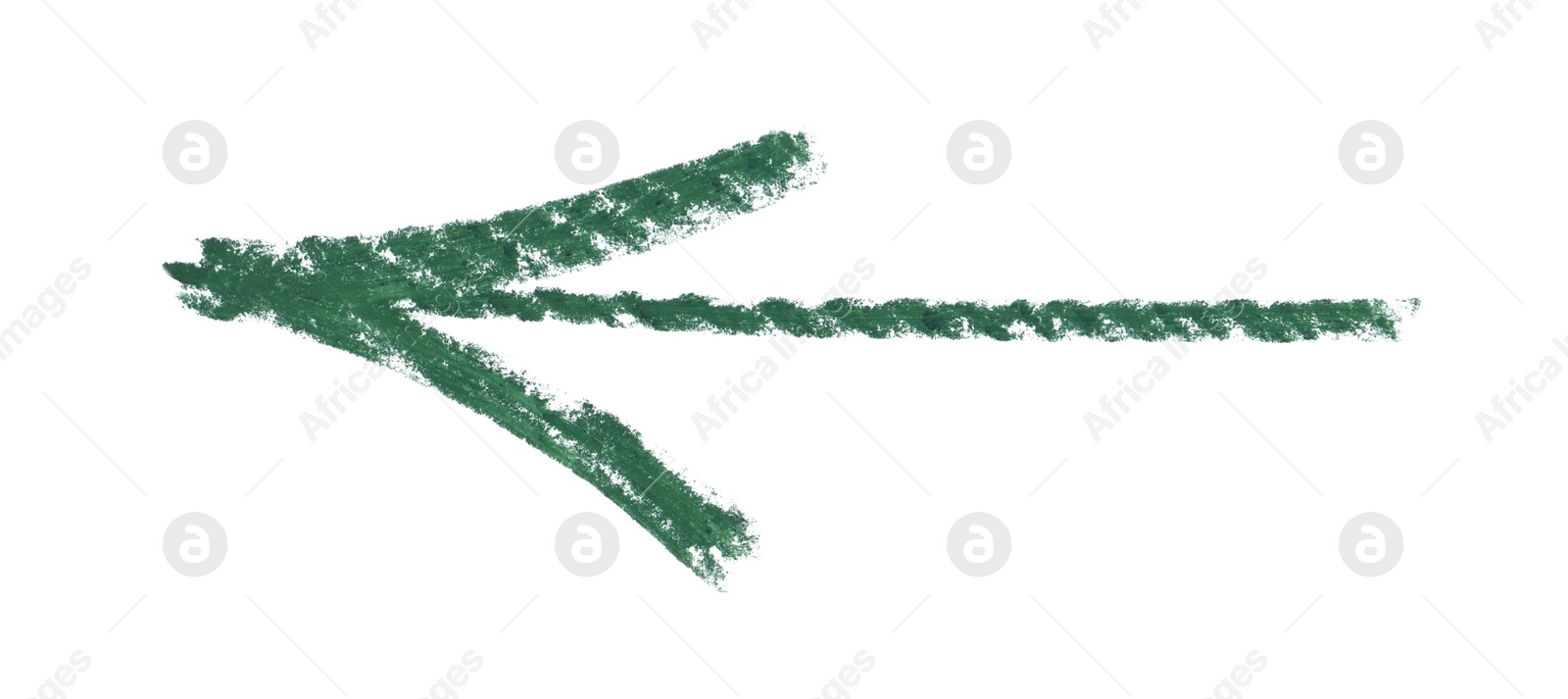 Photo of One green drawn arrow isolated on white