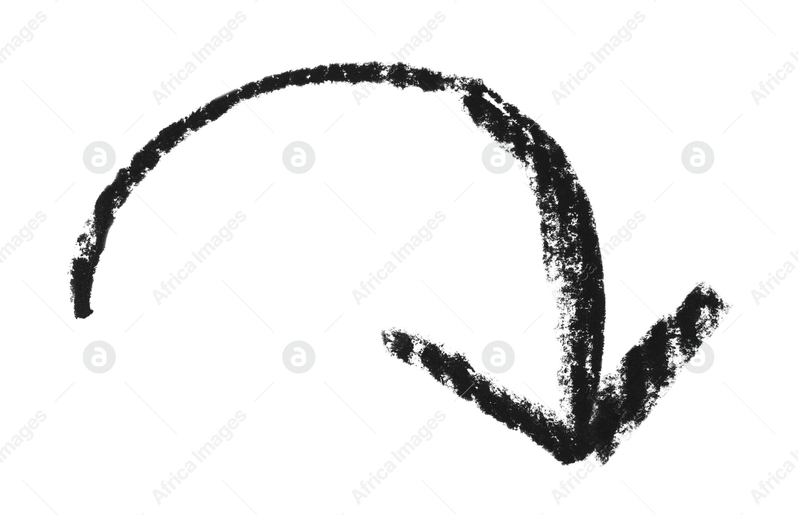 Photo of One black drawn arrow isolated on white