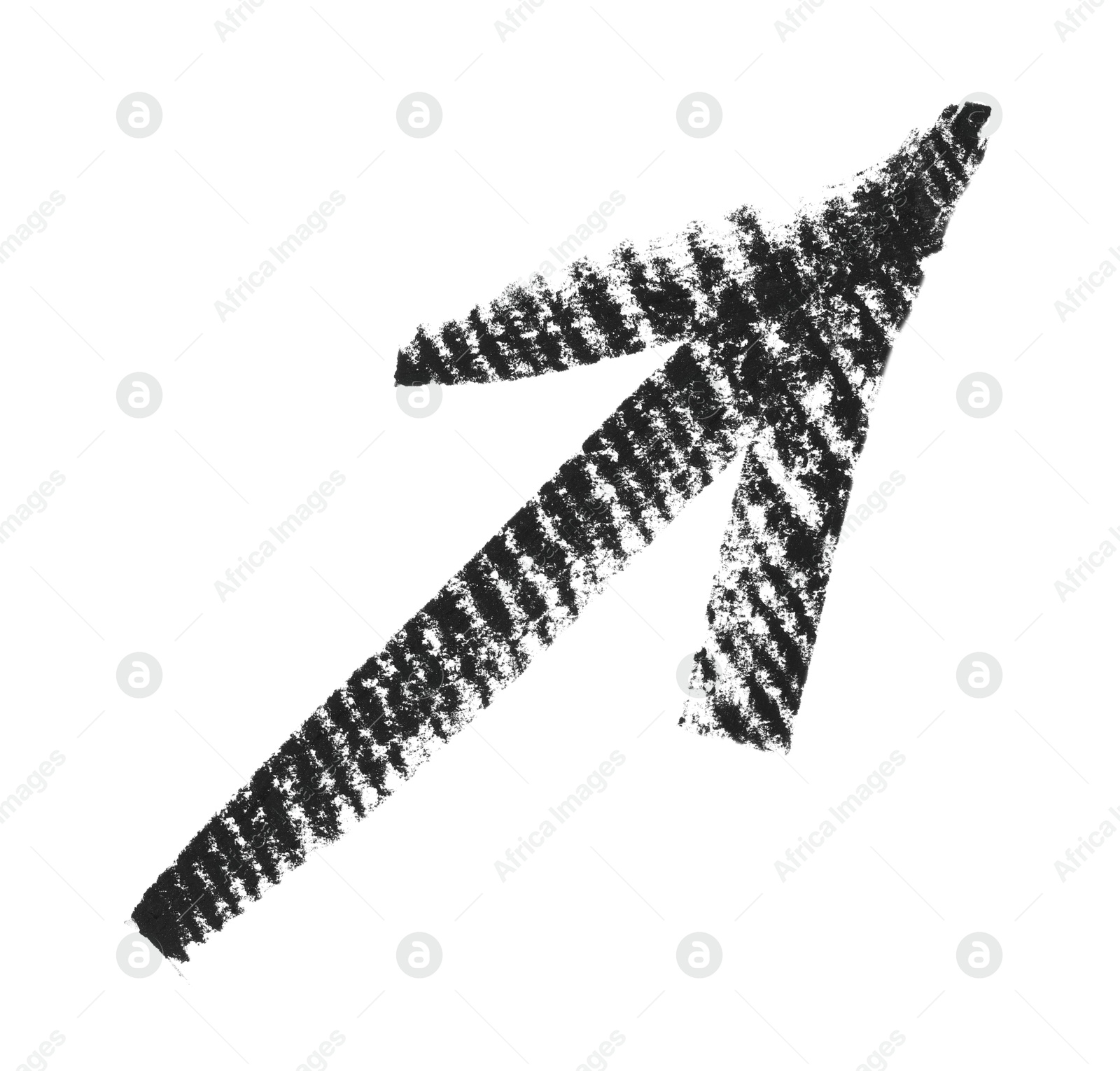 Photo of One black drawn arrow isolated on white