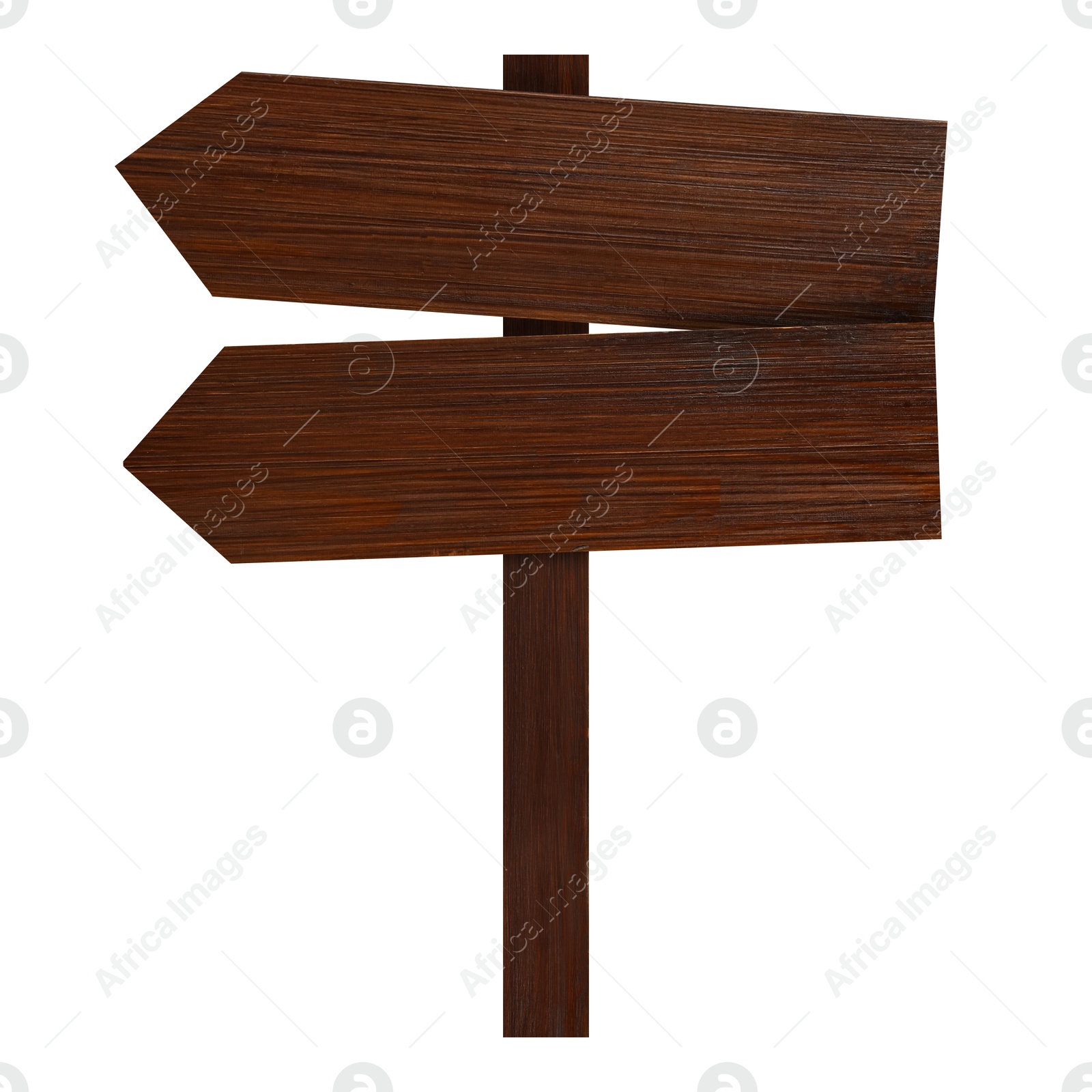 Image of Wooden signpost with arrow-shaped pointers isolated on white