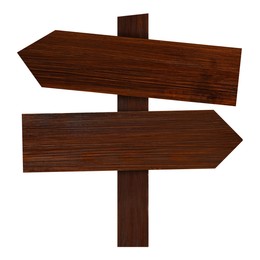 Image of Wooden signpost with arrow-shaped pointers isolated on white