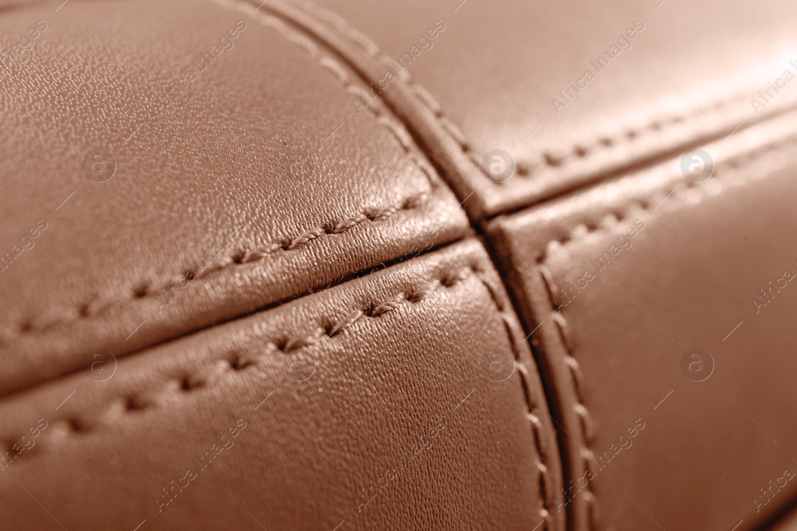 Image of Leather bag in mocha mousse shade, closeup. Trendy color of 2025 year