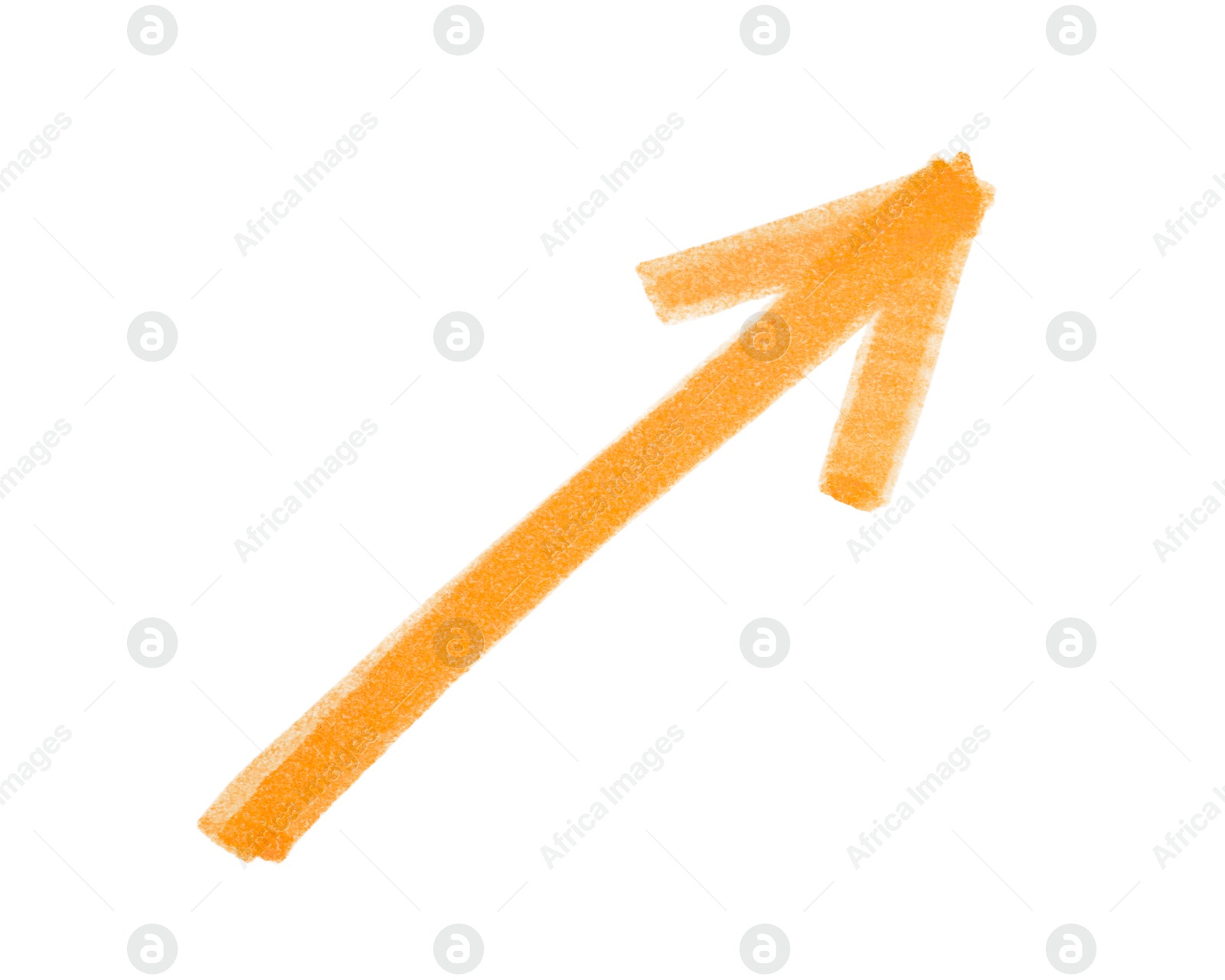 Photo of One orange drawn arrow isolated on white