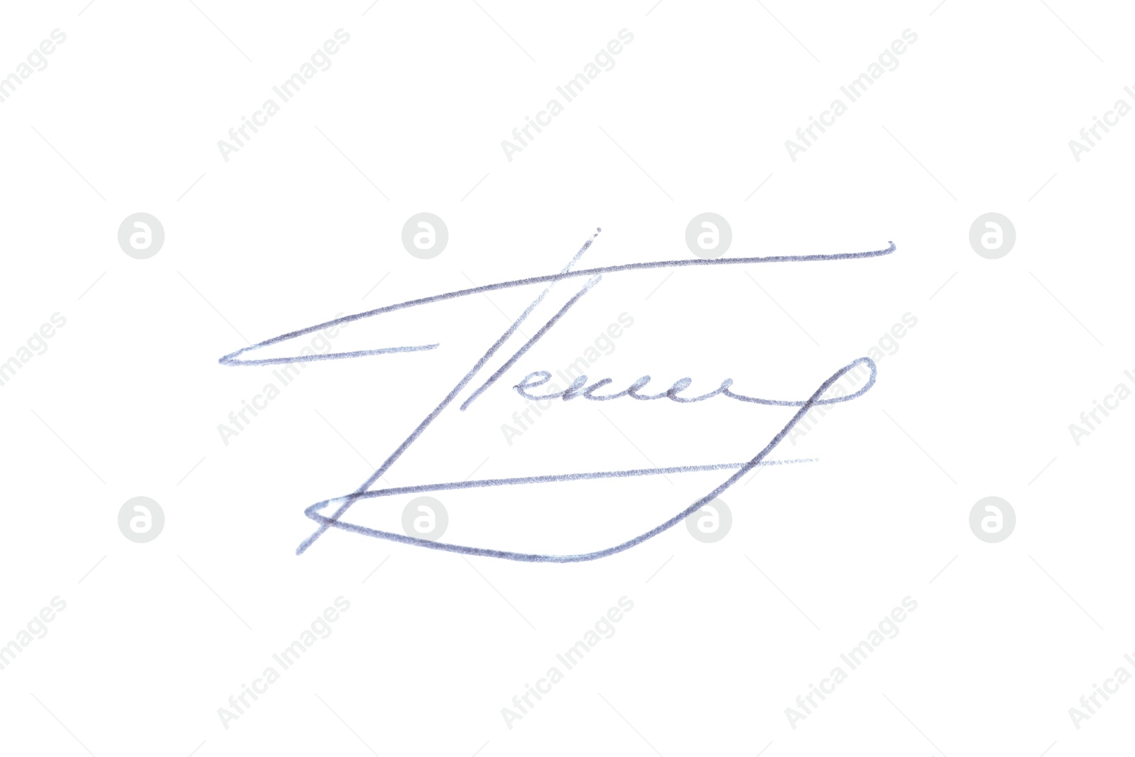 Photo of Beautiful signature made with pen isolated on white, top view