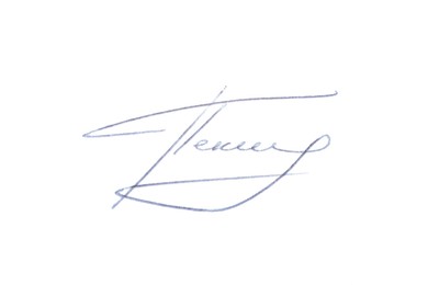 Beautiful signature made with pen isolated on white, top view