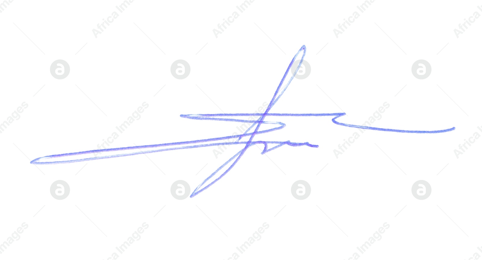 Photo of Beautiful signature made with pen isolated on white, top view