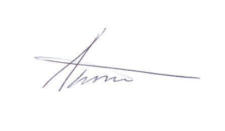 Beautiful signature made with pen isolated on white, top view