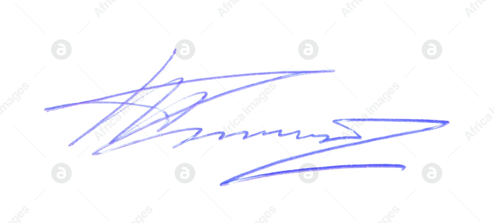 Photo of Beautiful signature made with pen isolated on white, above view