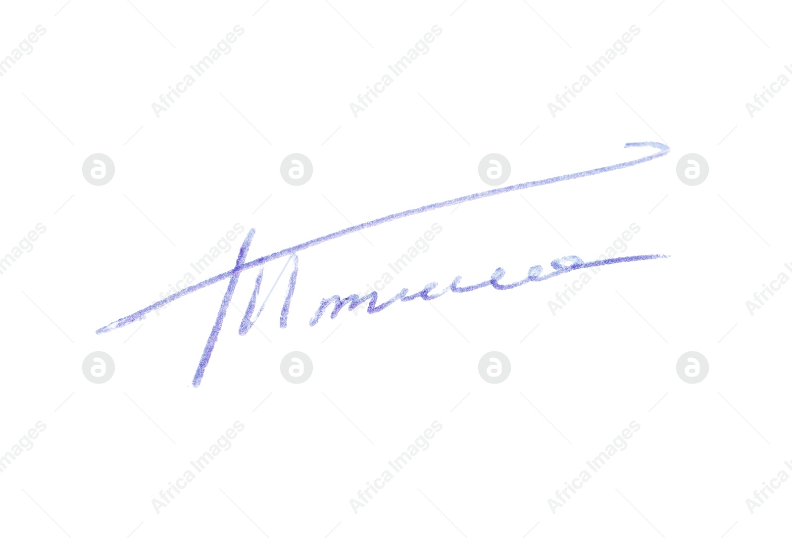 Photo of Beautiful signature made with pen isolated on white, top view