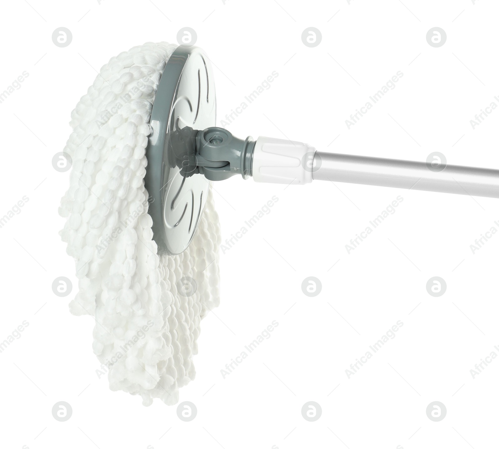 Photo of String mop isolated on white. Cleaning equipment