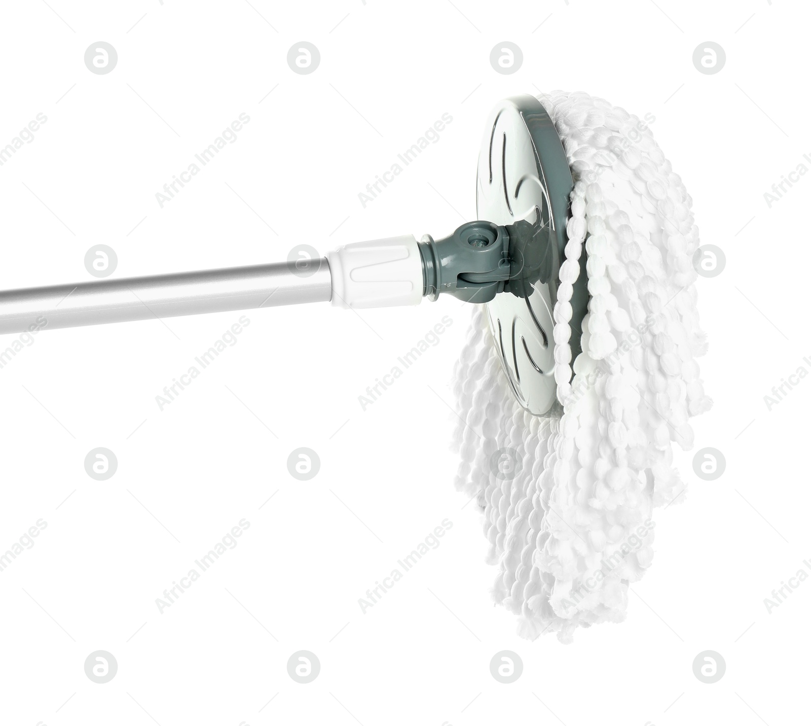 Photo of String mop isolated on white. Cleaning equipment