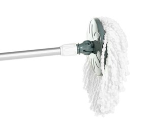 Photo of String mop isolated on white. Cleaning equipment