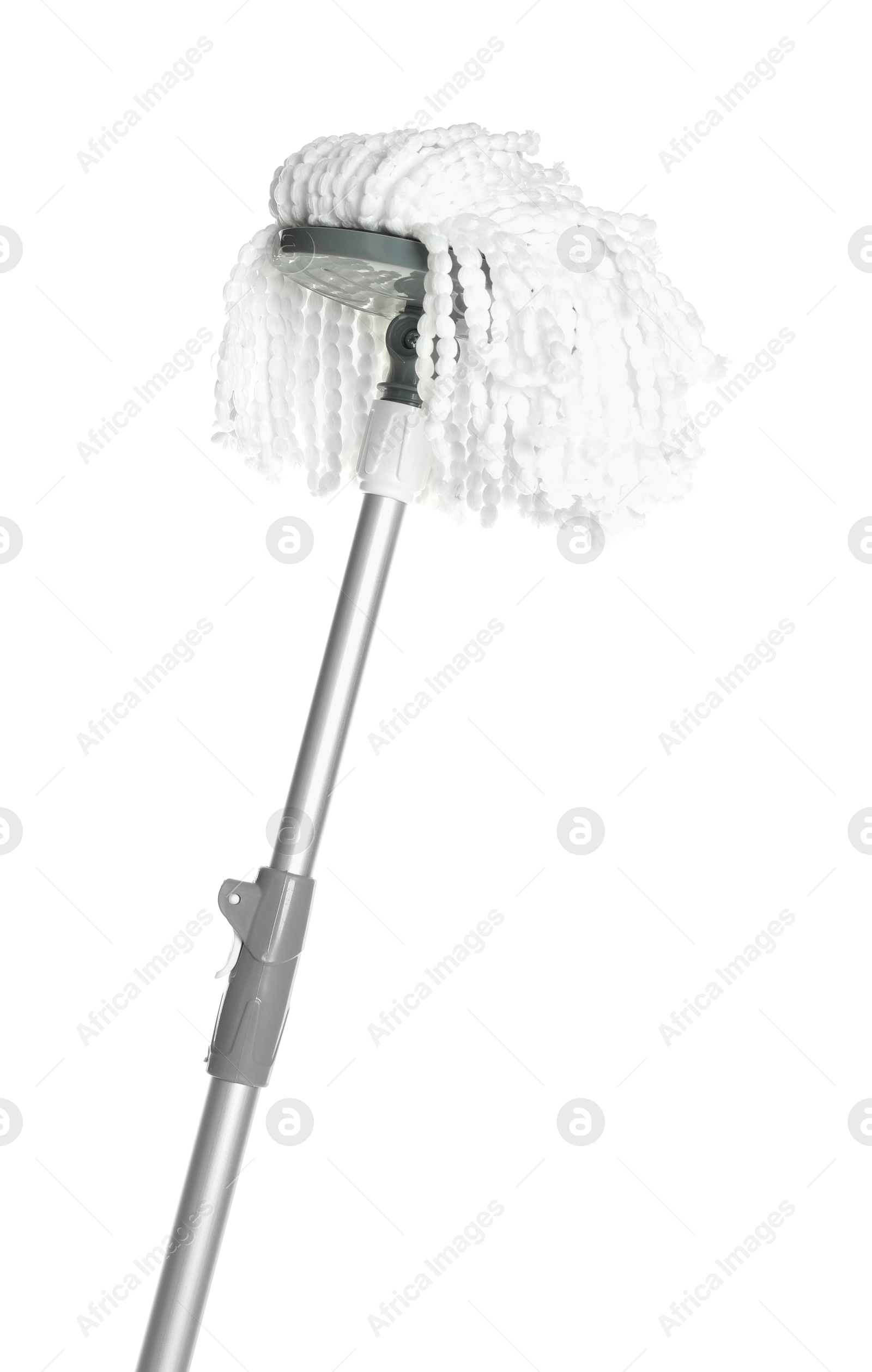 Photo of String mop isolated on white. Cleaning equipment