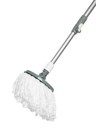 Photo of String mop isolated on white. Cleaning equipment