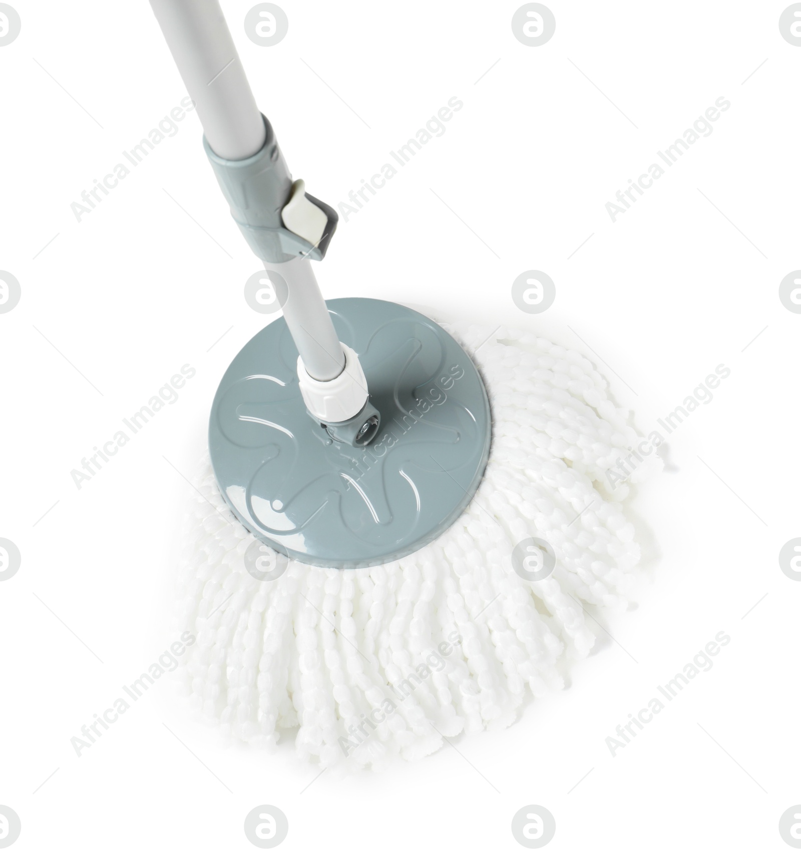 Photo of String mop isolated on white. Cleaning equipment