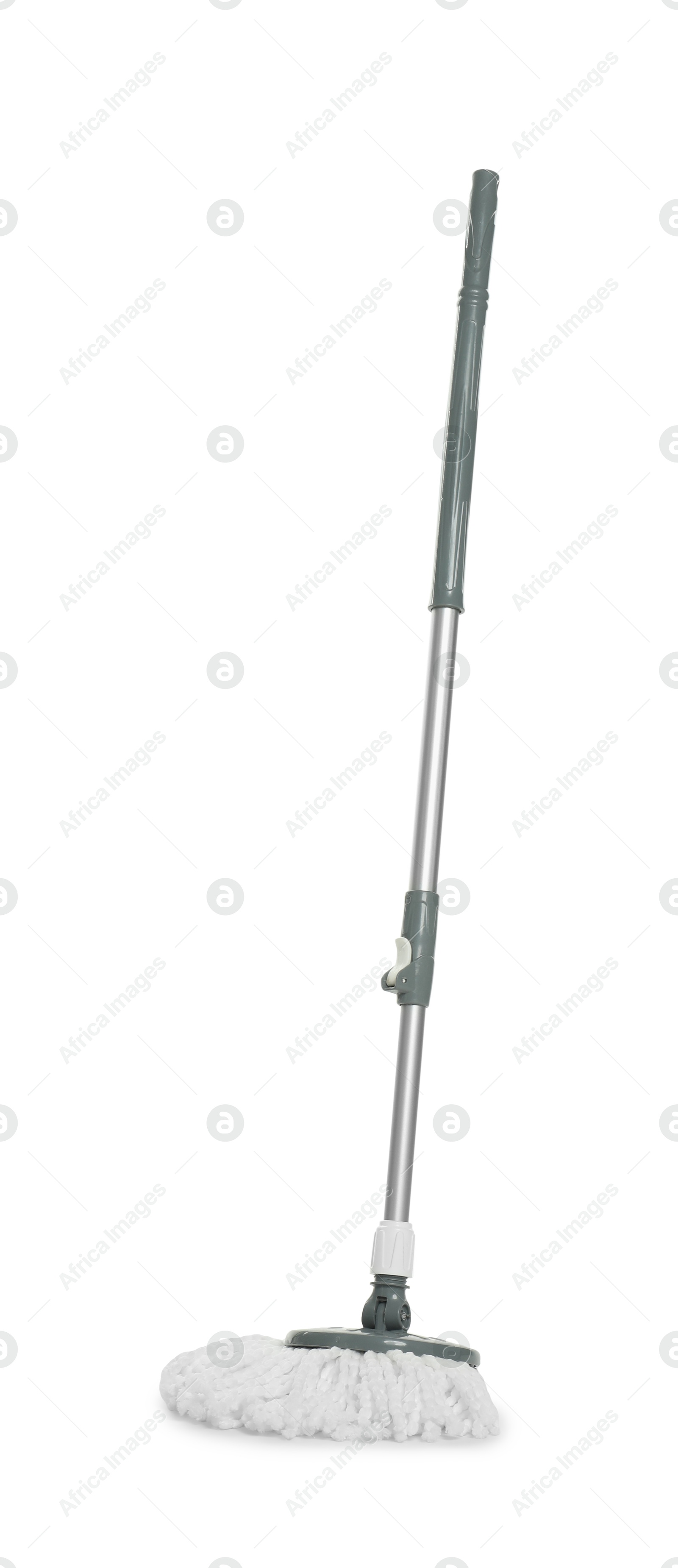 Photo of String mop isolated on white. Cleaning equipment