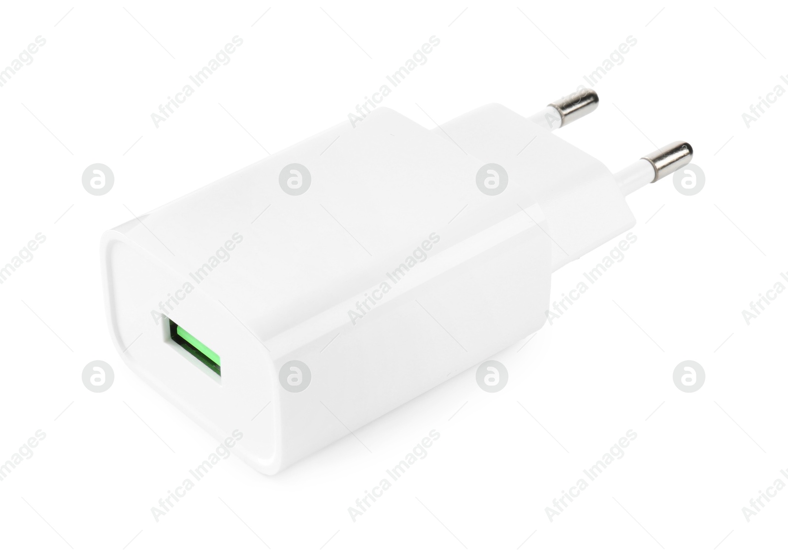 Photo of USB power adapter (charger) isolated on white