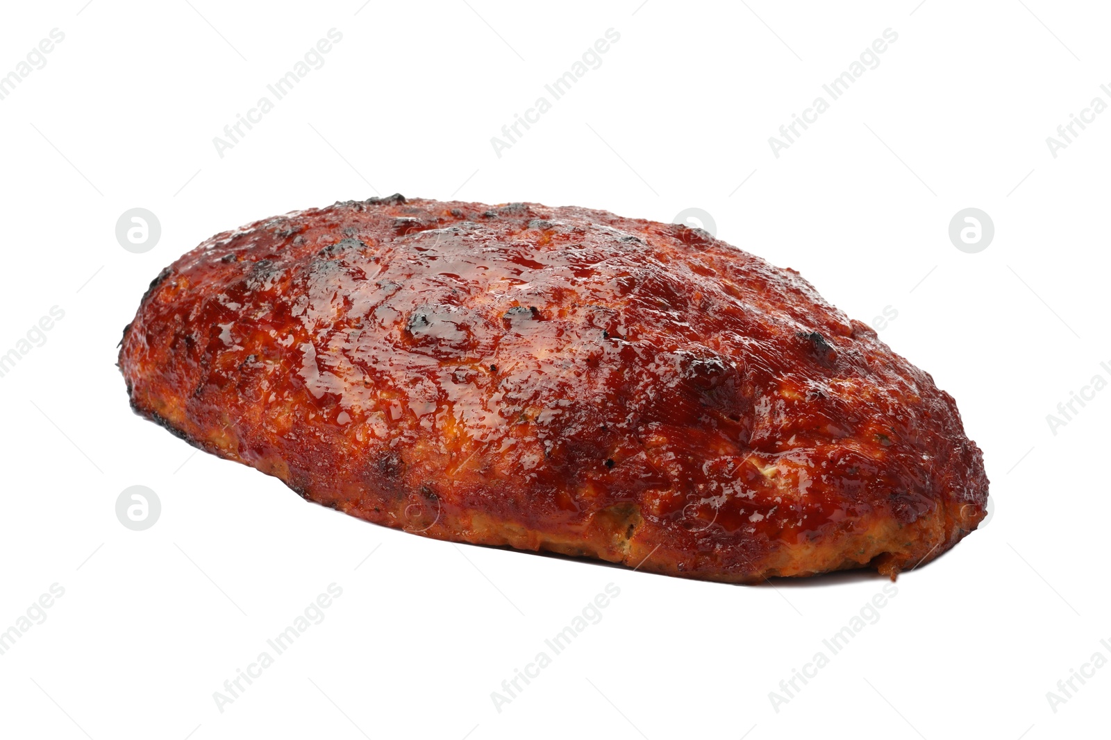 Photo of Delicious baked turkey meatloaf isolated on white