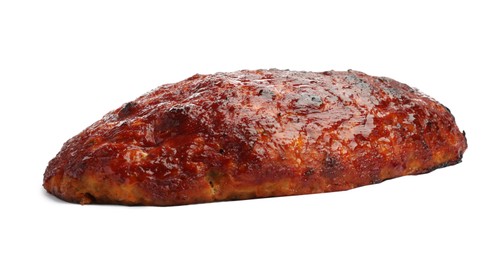 Photo of Delicious baked turkey meatloaf isolated on white