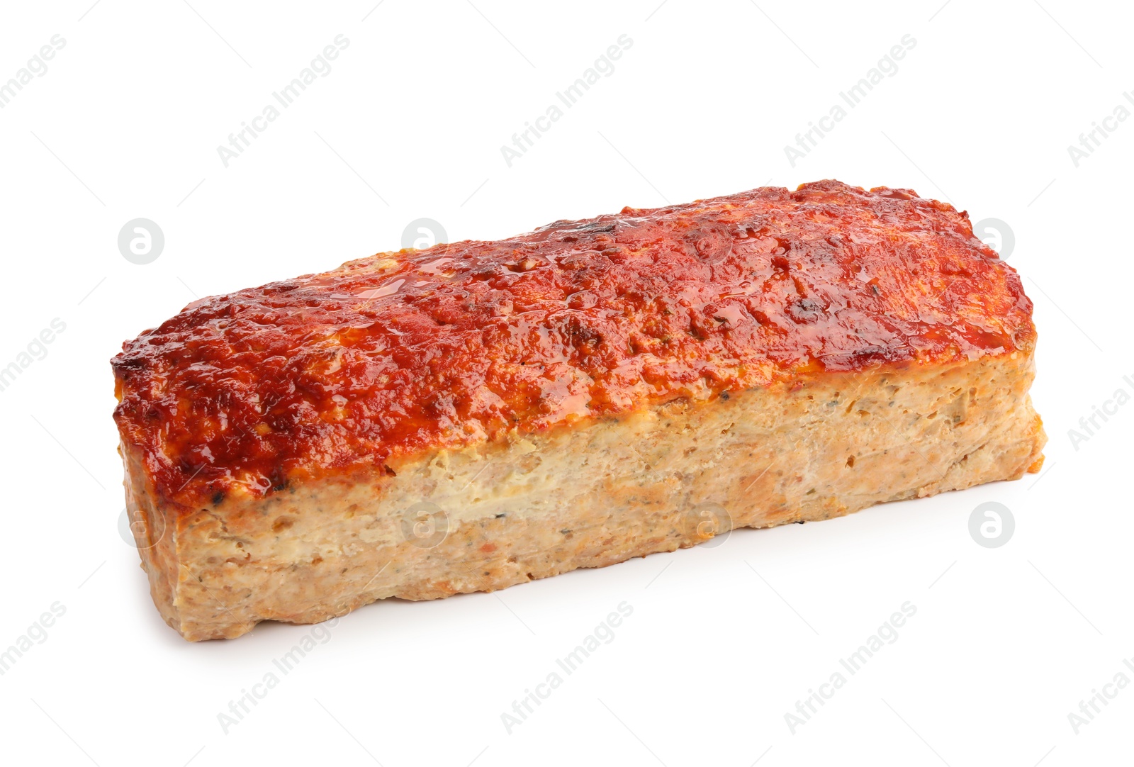 Photo of Delicious baked turkey meatloaf isolated on white