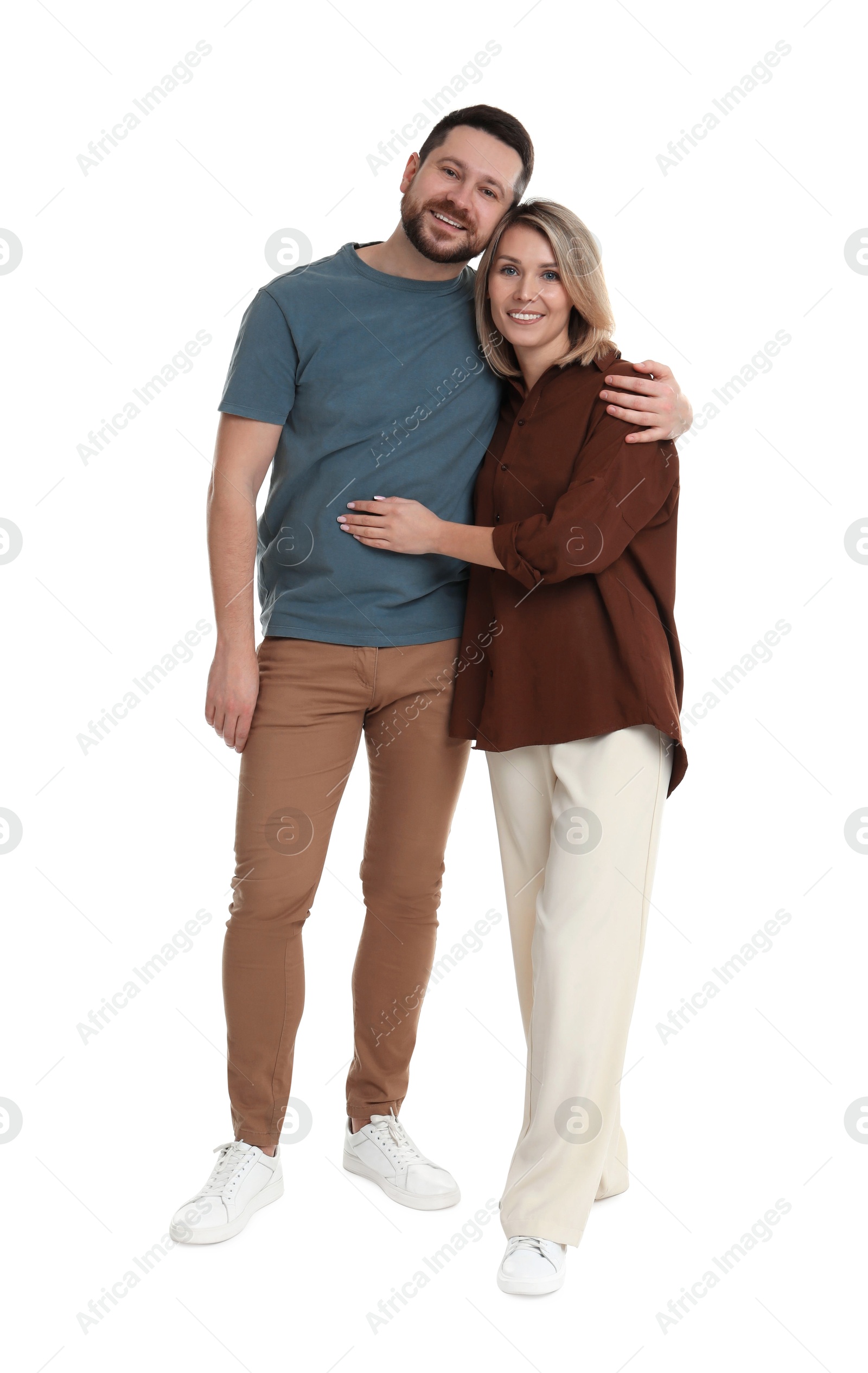 Photo of Portrait of happy couple on white background