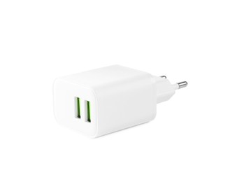 Photo of USB power adapter (charger) isolated on white