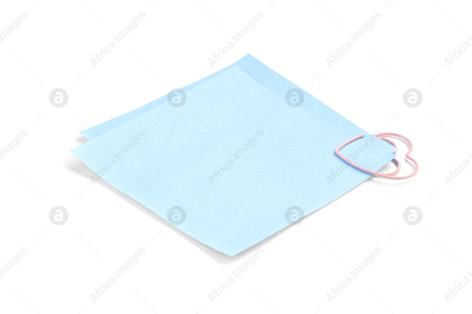 Photo of Blank paper notes attached with clip isolated on white