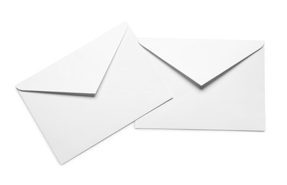 Envelopes isolated on white, top view. Mockup for design