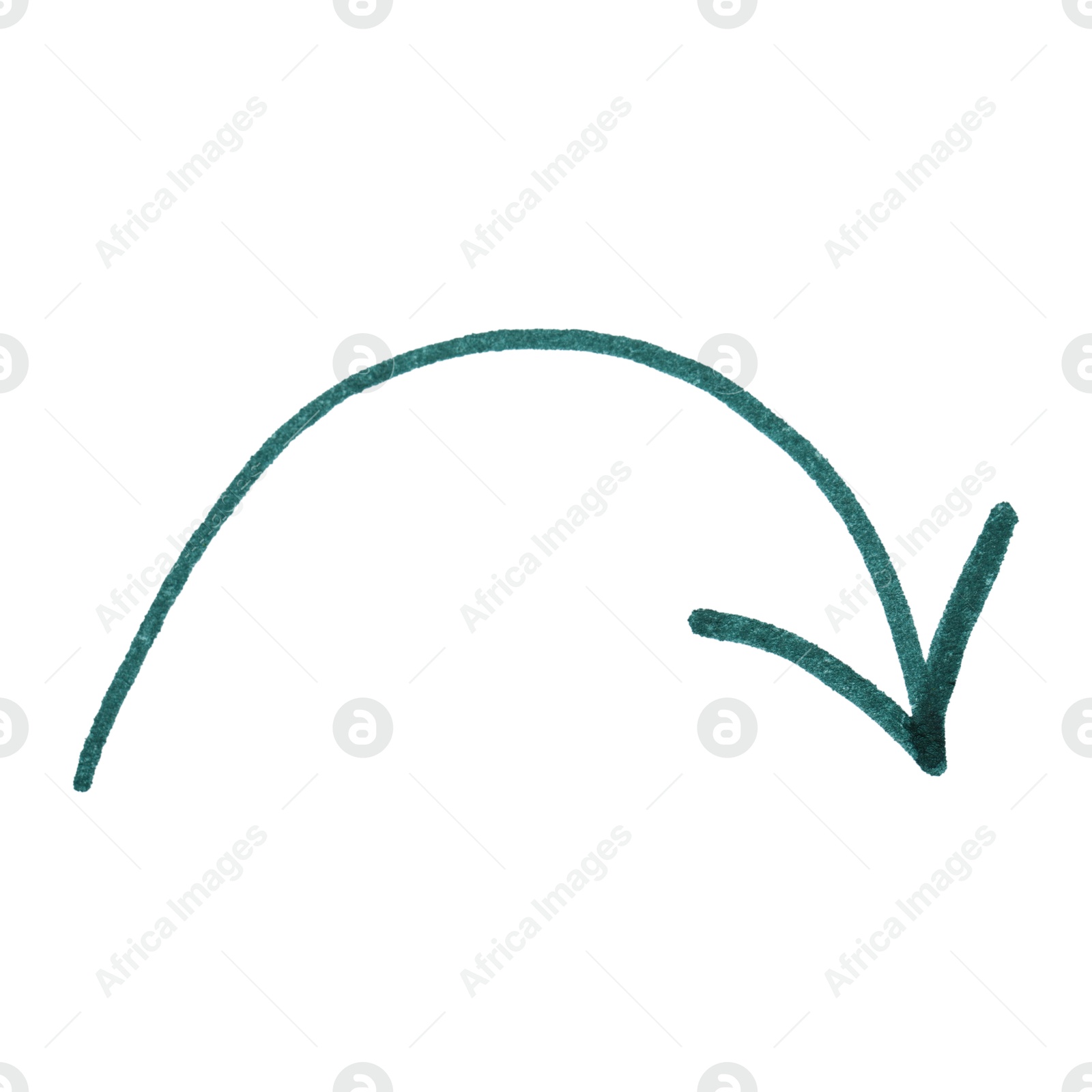 Photo of One green drawn arrow isolated on white