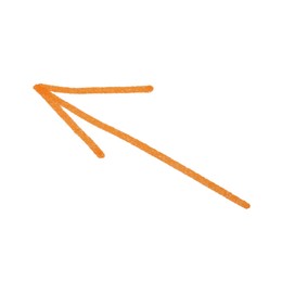 Photo of One orange drawn arrow isolated on white