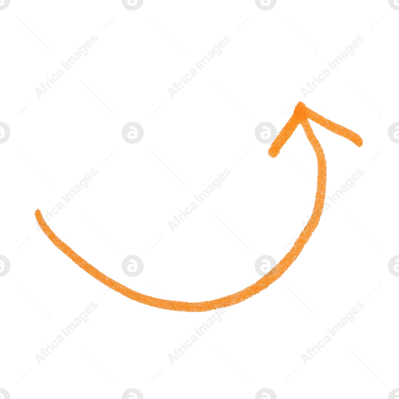 Photo of One orange drawn arrow isolated on white