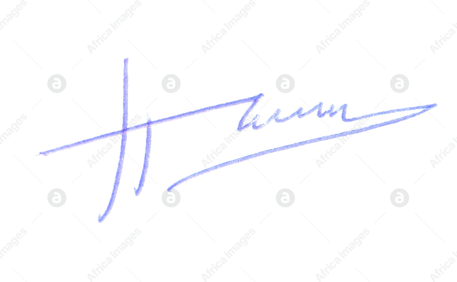 Photo of Beautiful signature made with pen isolated on white, top view