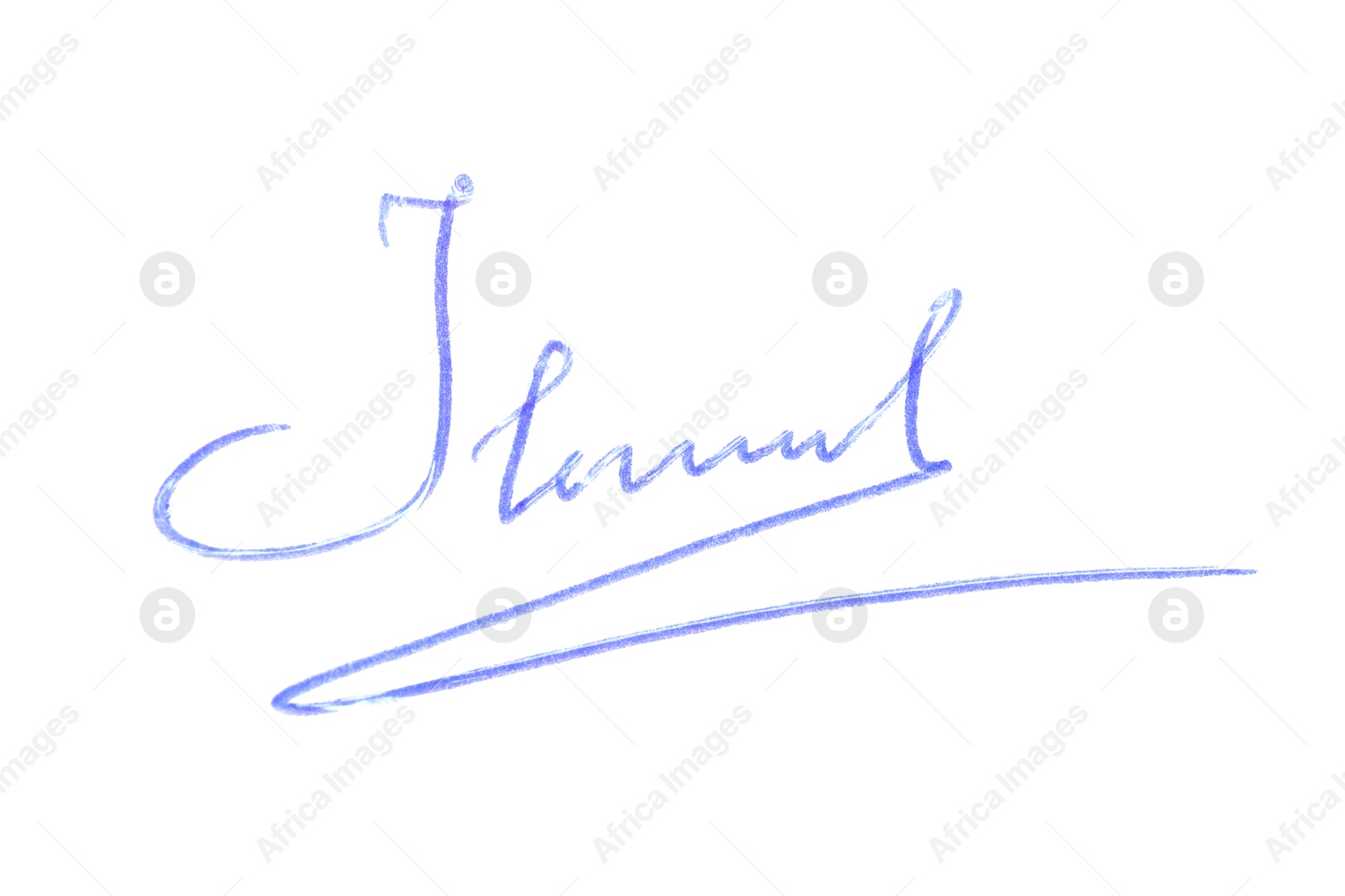 Photo of Beautiful signature made with pen isolated on white, top view