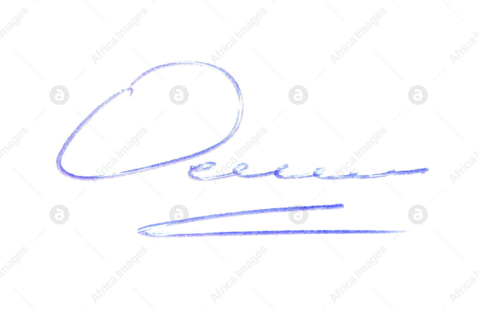 Photo of Beautiful signature made with pen isolated on white, top view