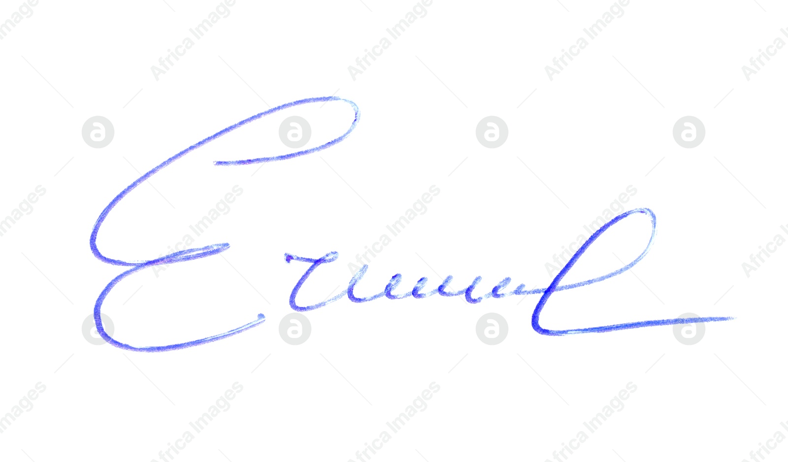 Photo of Beautiful signature made with pen isolated on white, top view