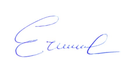 Beautiful signature made with pen isolated on white, top view