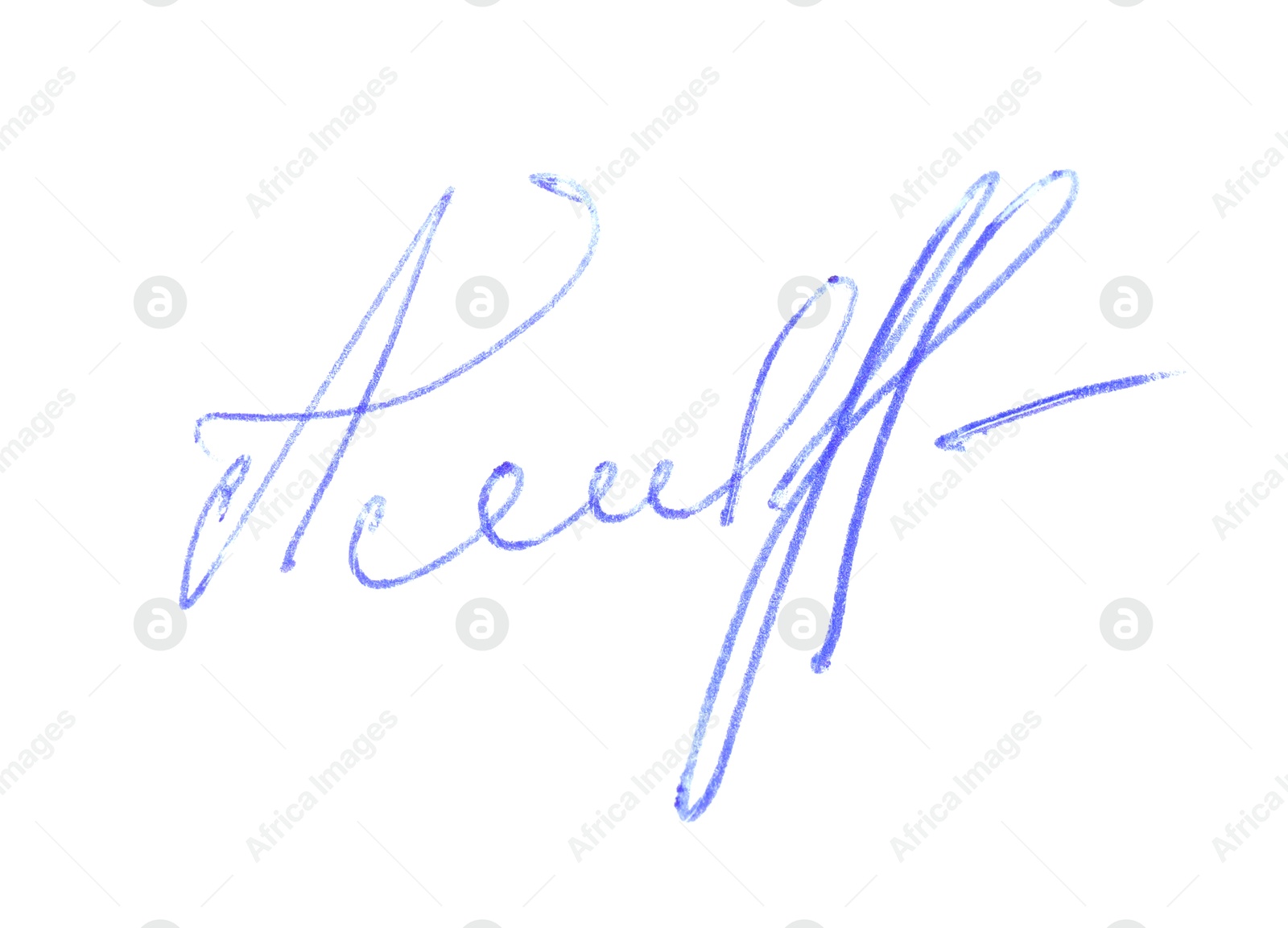 Photo of Beautiful signature made with pen isolated on white, top view