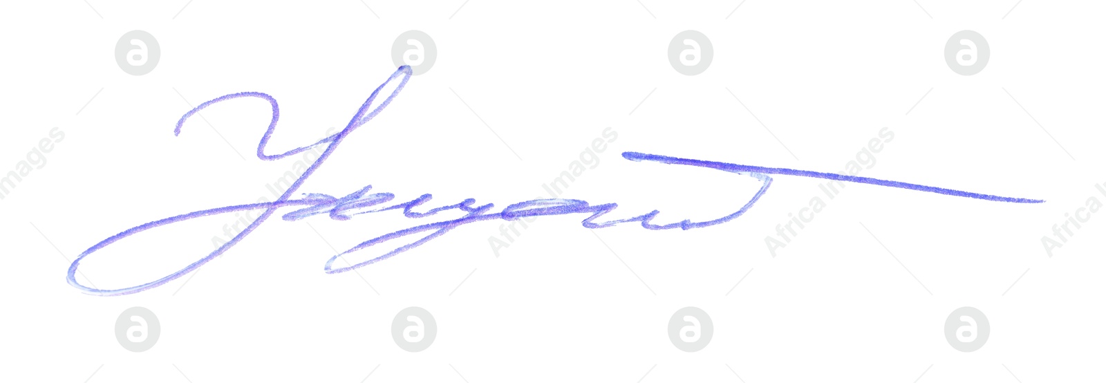 Photo of Beautiful signature made with pen isolated on white, top view