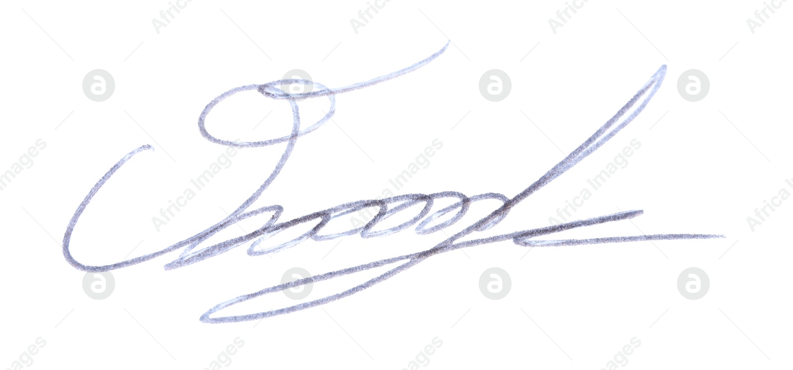 Photo of Beautiful signature made with pen isolated on white, top view